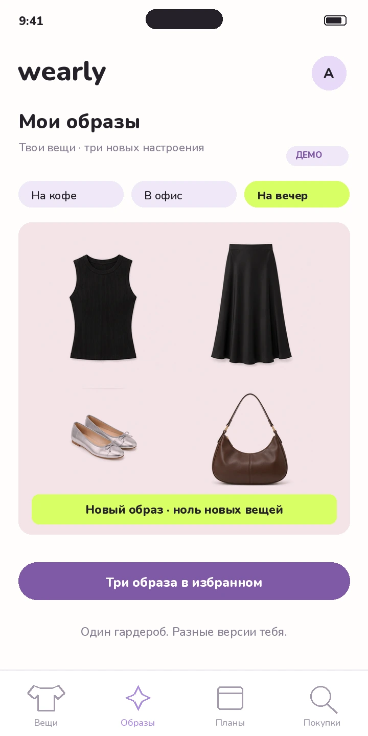 Иллюстрация составления образов в Wearly